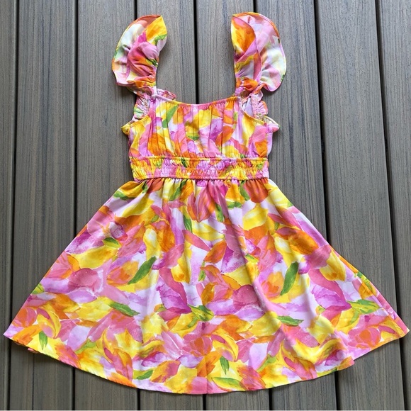 Blu Pepper Colorful Floral Ruffled Pull Over Dress Size M - Picture 8 of 10